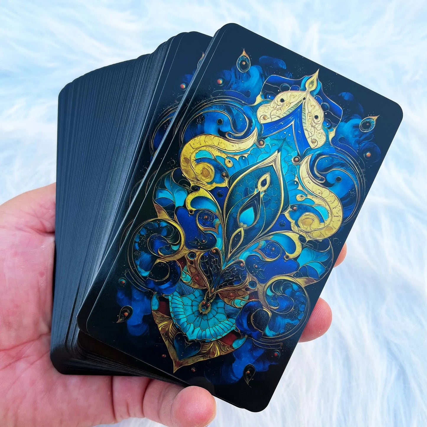Azure Arcana Tarot Deck with Guidebook (78-Card English Set)