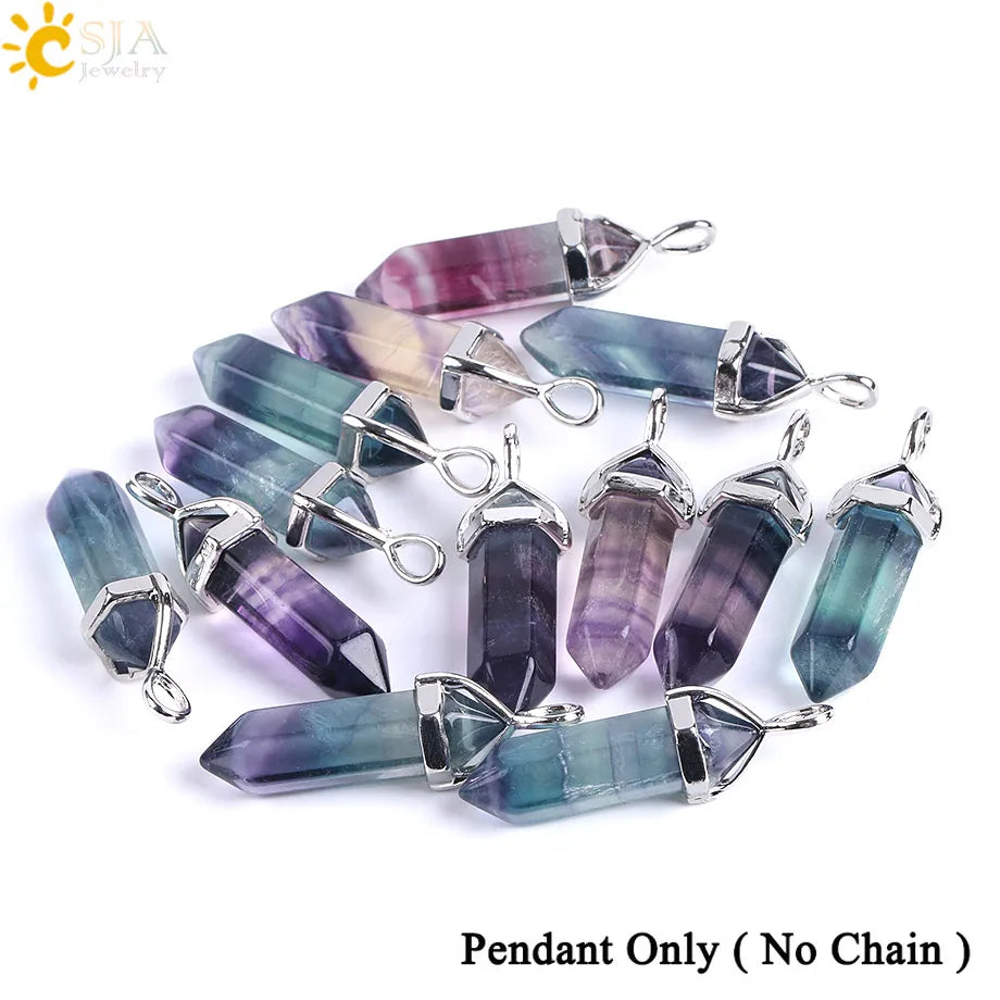 Natural Fluorite Crystal Hexagonal Necklace