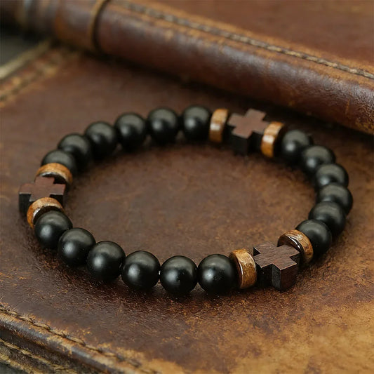 Natural Stone Prayer Rosary-Style Faith Bracelet