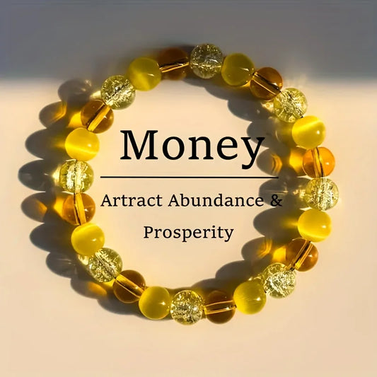 Handmade Natural Tiger's Eye and Yellow Agate Boho Bracelet