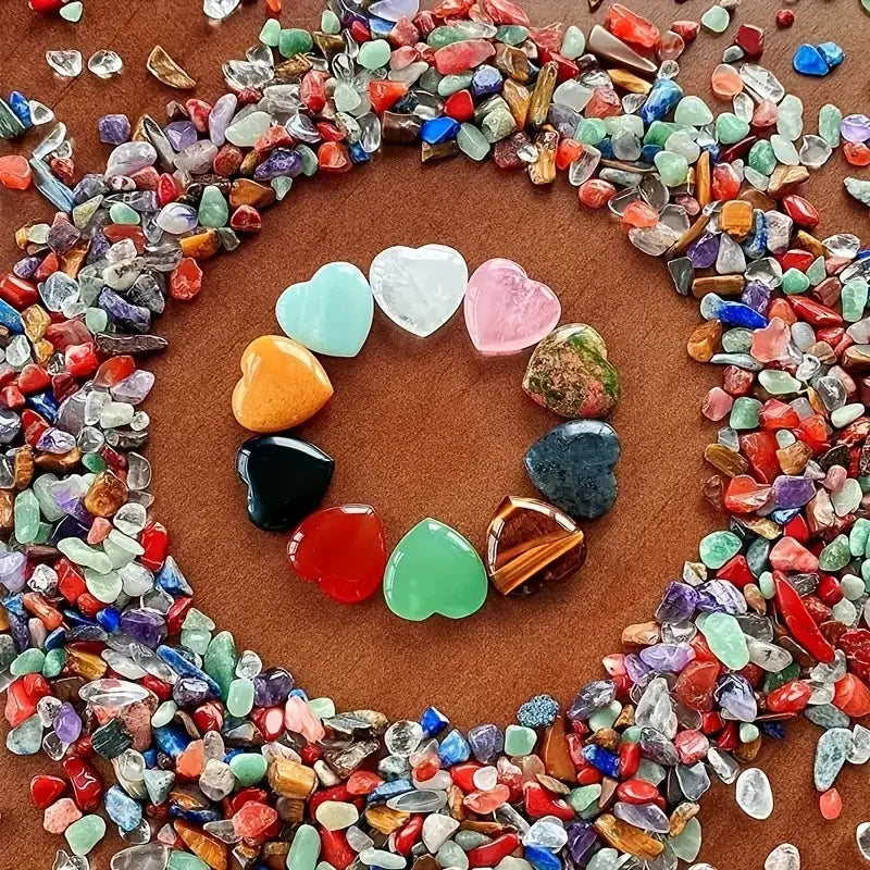 10-Piece Heart-Shaped Crystal Palm Stone Set