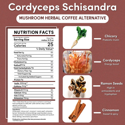 Cordyceps Schisandra Cinnamon Berry Mushroom Herbal Coffee