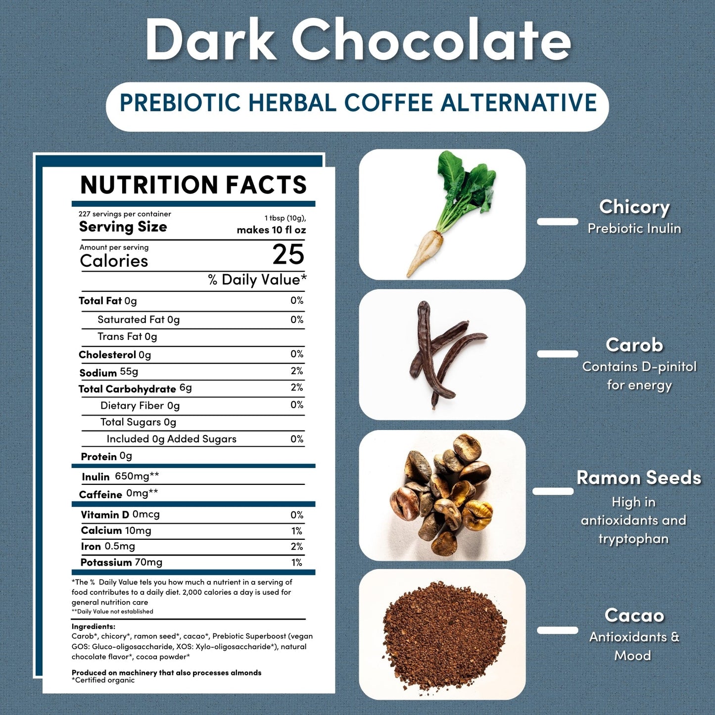 Dark Chocolate Prebiotic SuperBoost Herbal Coffee