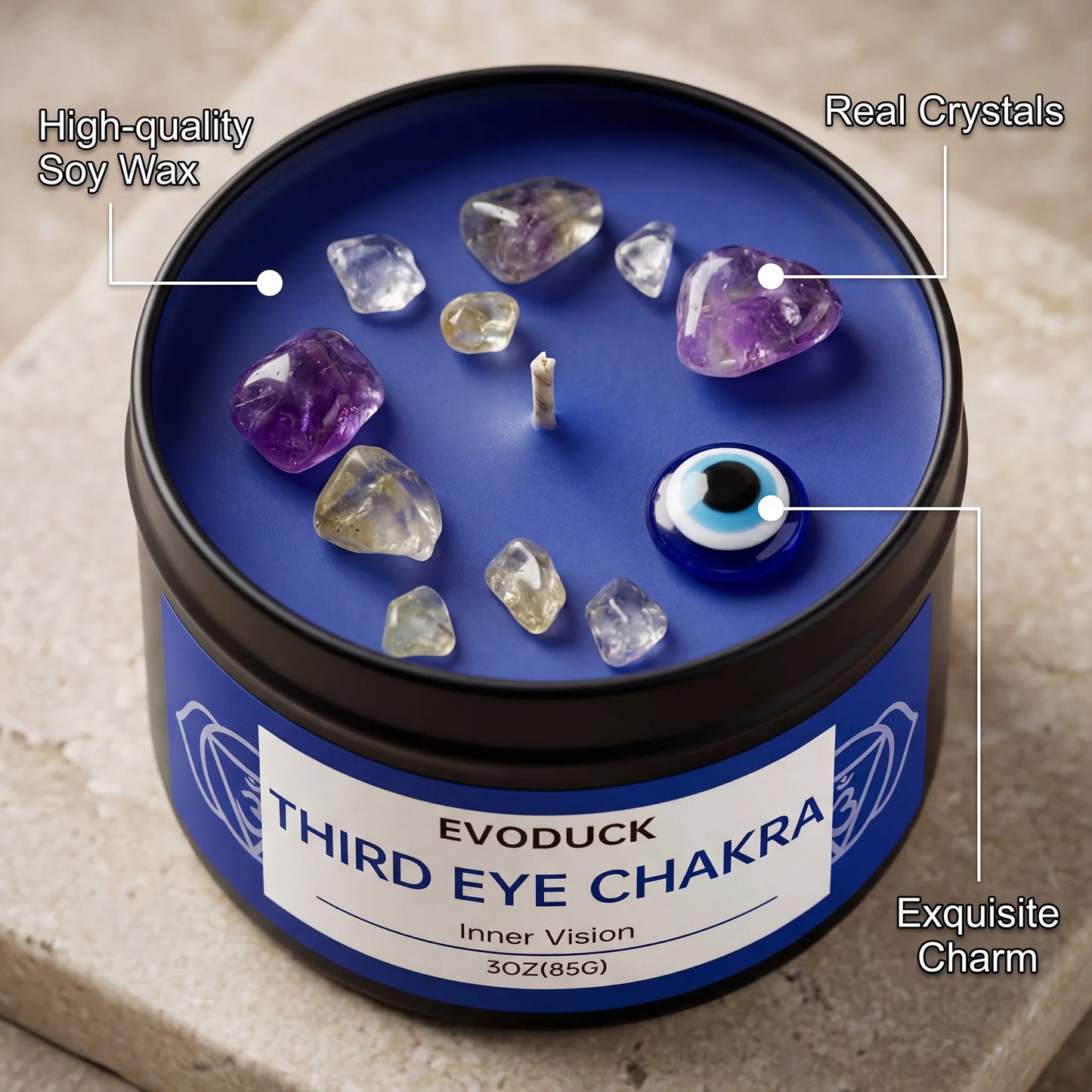 Sage & Frankincense Third Eye Chakra Crystal Scented Candle
