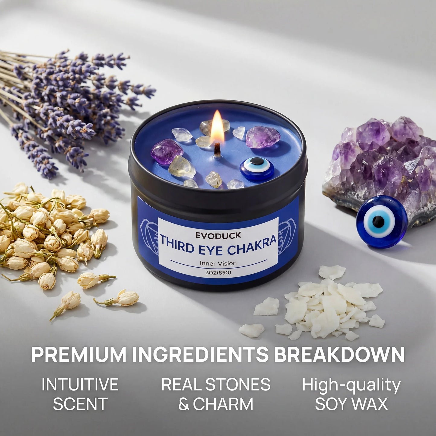 Sage & Frankincense Third Eye Chakra Crystal Scented Candle