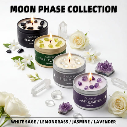 1pc New Moon Scented Candle with Black Crystal Chips