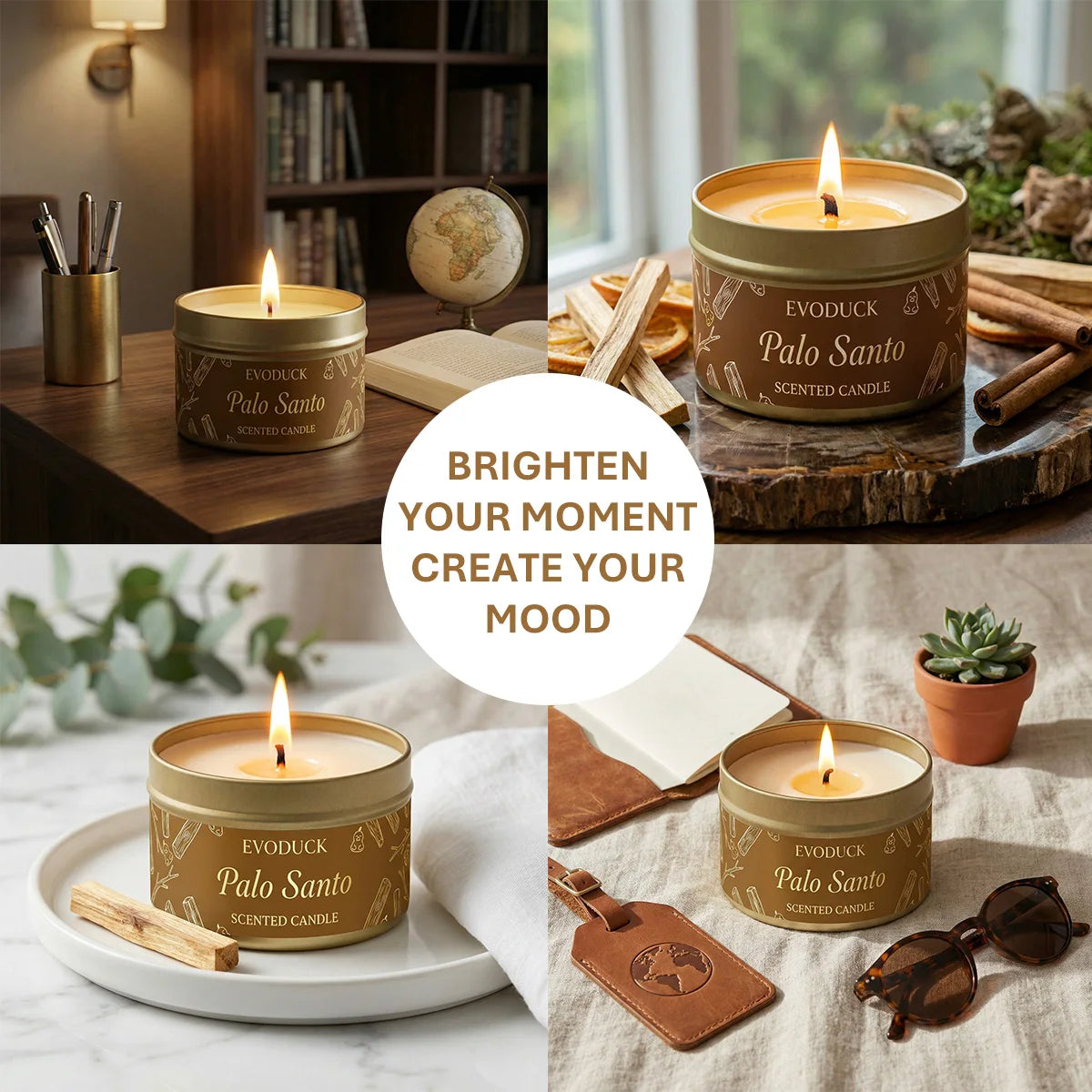 Premium Palo Santo Scented Crystal Energy Candle