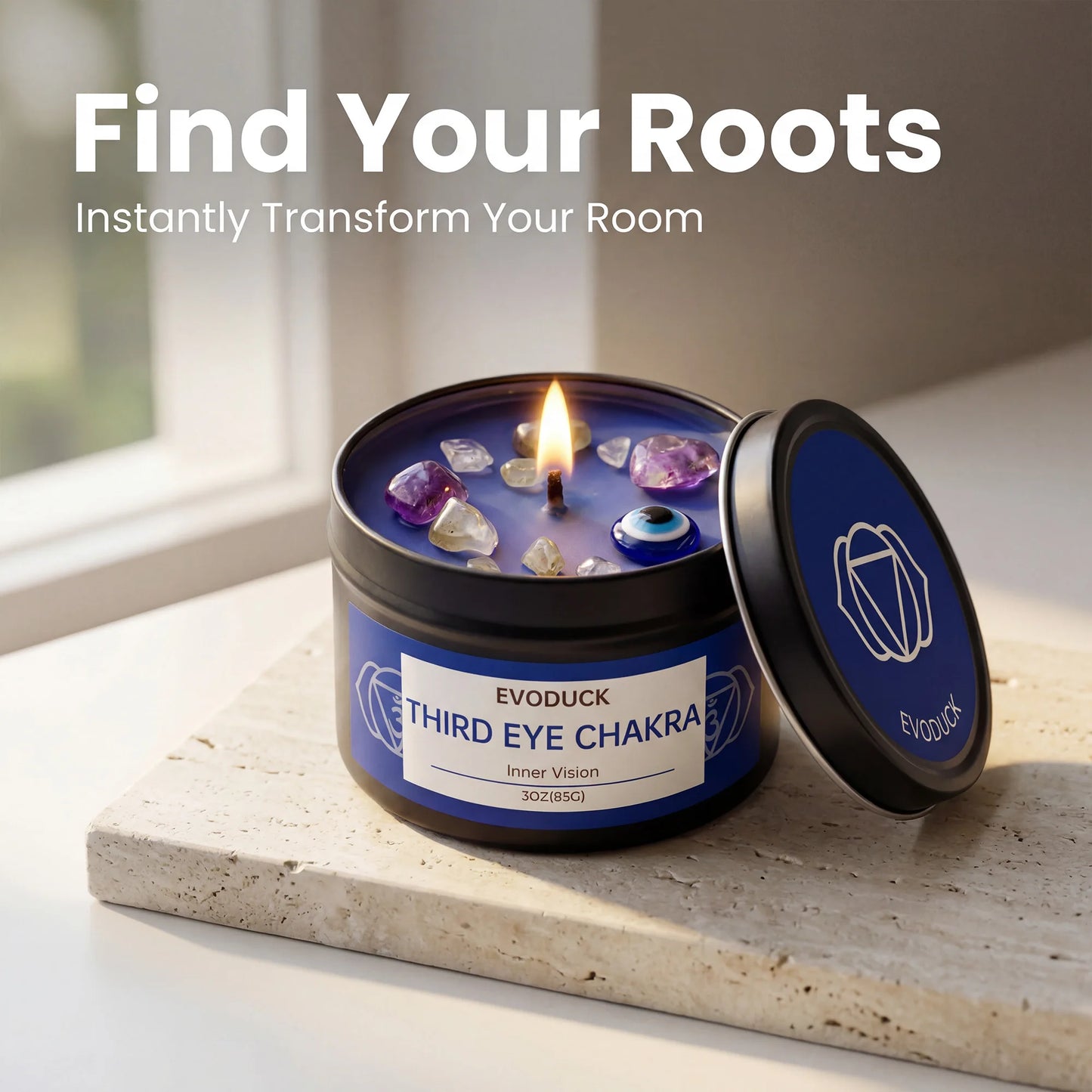 Sage & Frankincense Third Eye Chakra Crystal Scented Candle