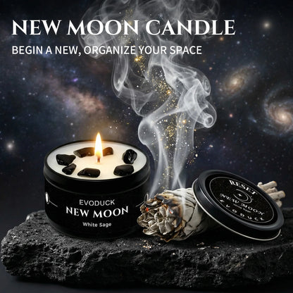 1pc New Moon Scented Candle with Black Crystal Chips