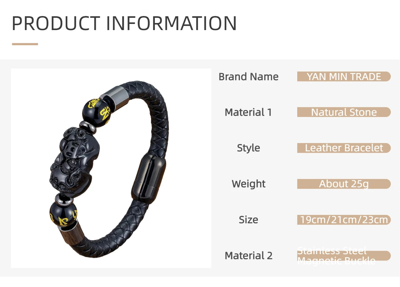 Natural Tiger's Eye Guard Pixiu Feng Shui Bracelet