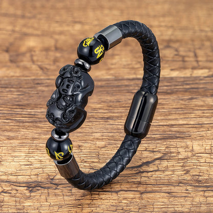 Natural Tiger's Eye Guard Pixiu Feng Shui Bracelet