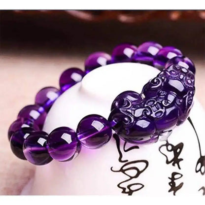 Gold and Black Pixiu Black Obsidian Feng Shui Bracelet