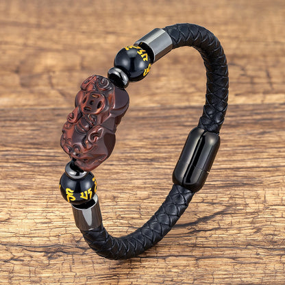 Natural Tiger's Eye Guard Pixiu Feng Shui Bracelet