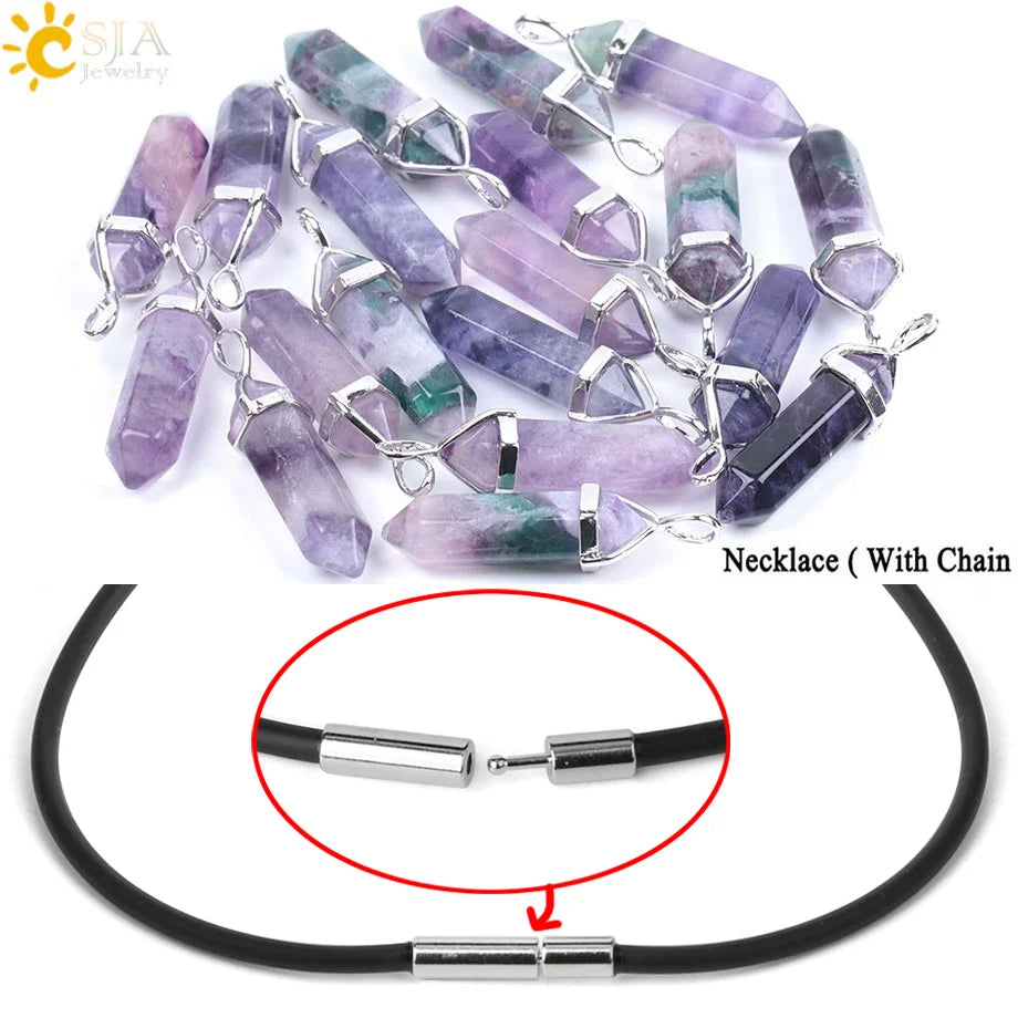 Natural Fluorite Crystal Hexagonal Necklace