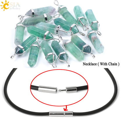 Natural Fluorite Crystal Hexagonal Necklace