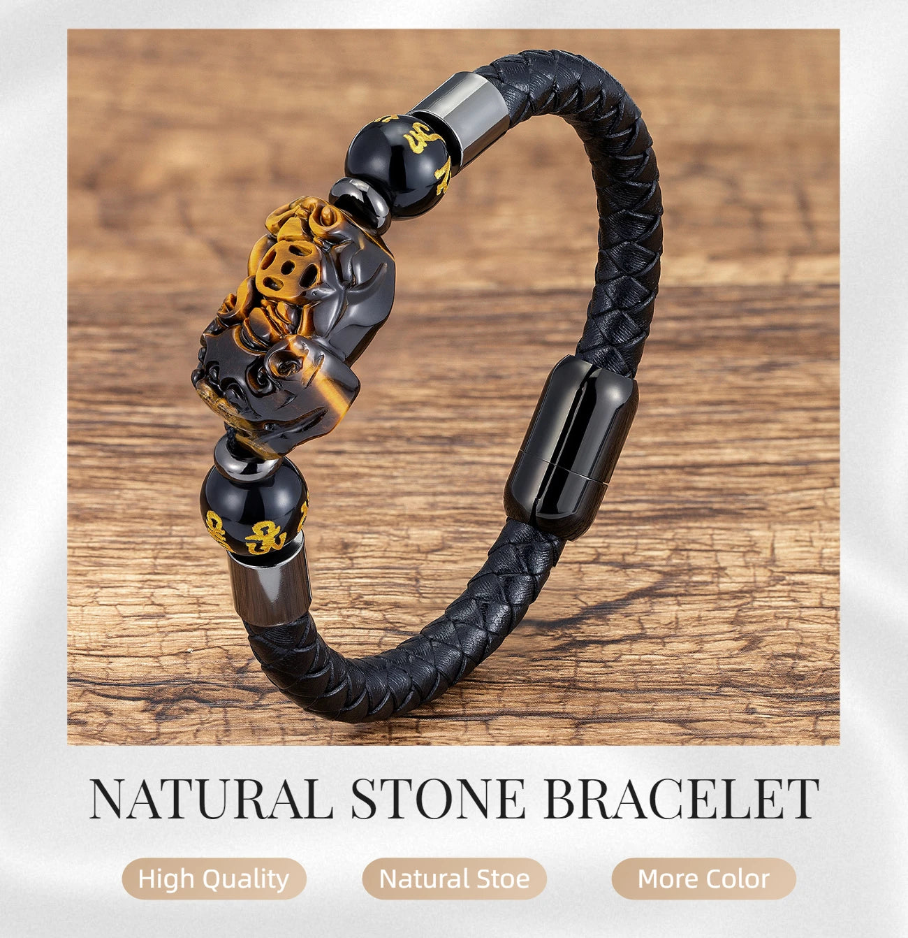 Natural Tiger's Eye Guard Pixiu Feng Shui Bracelet