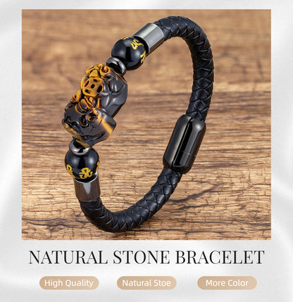 Natural Tiger's Eye Guard Pixiu Feng Shui Bracelet