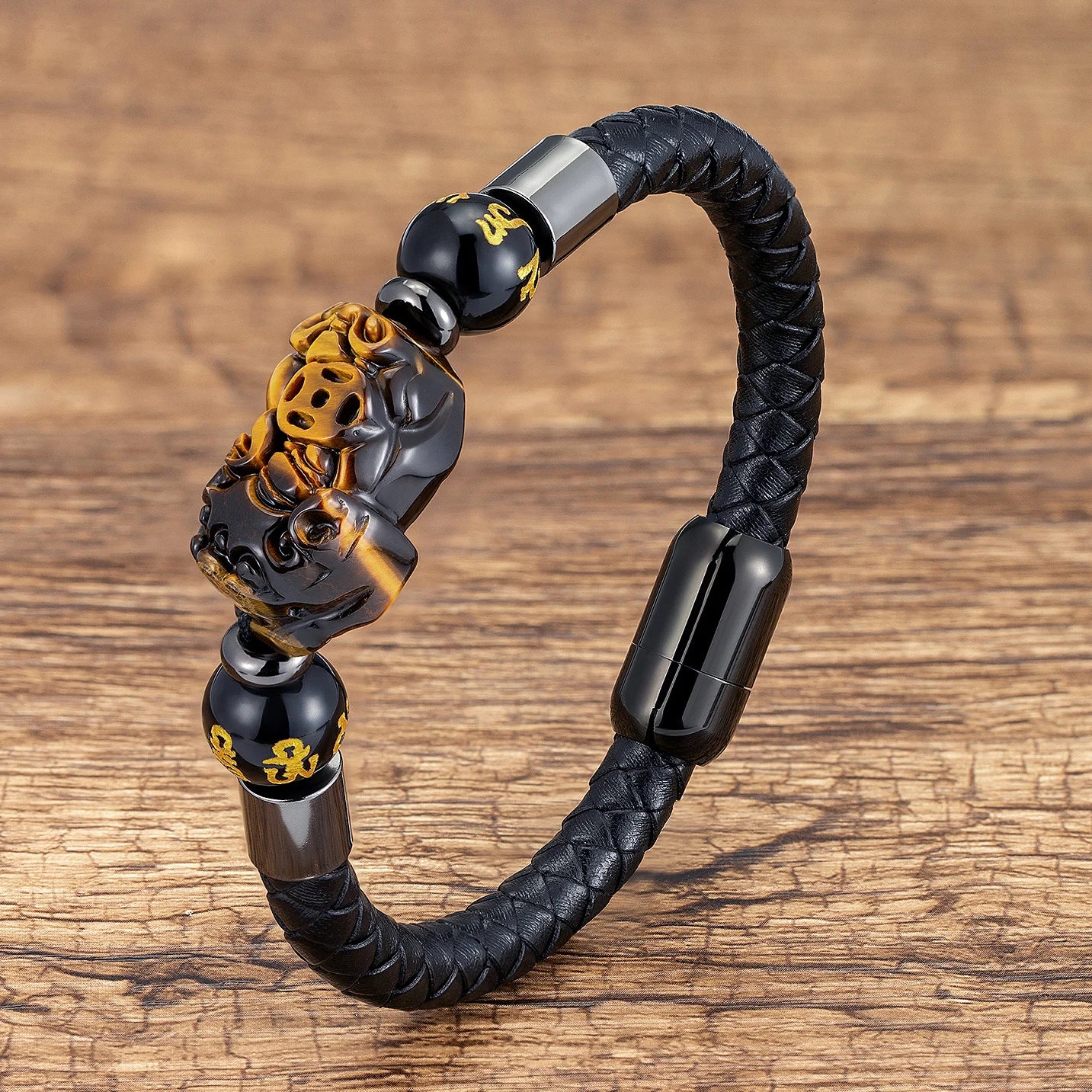 Natural Tiger's Eye Guard Pixiu Feng Shui Bracelet
