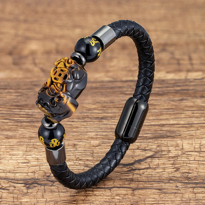 Natural Tiger's Eye Guard Pixiu Feng Shui Bracelet