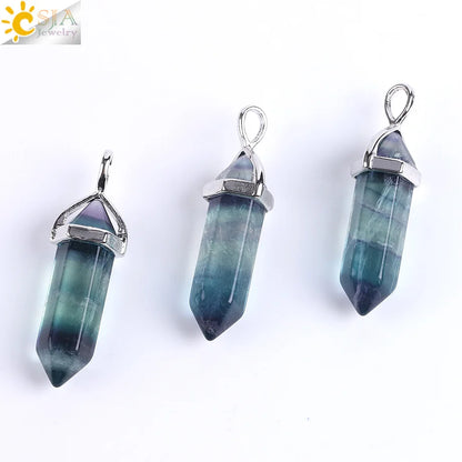 Natural Fluorite Crystal Hexagonal Necklace