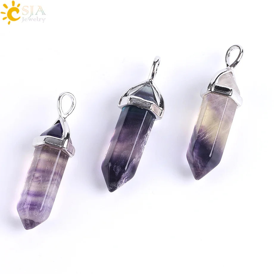 Natural Fluorite Crystal Hexagonal Necklace