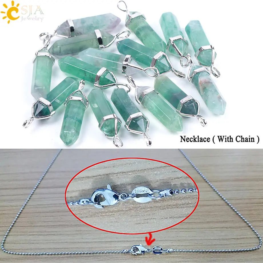 Natural Fluorite Crystal Hexagonal Necklace