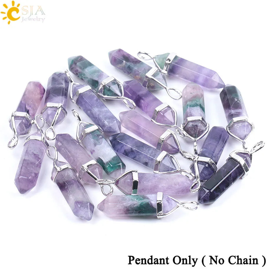 Natural Fluorite Crystal Hexagonal Necklace