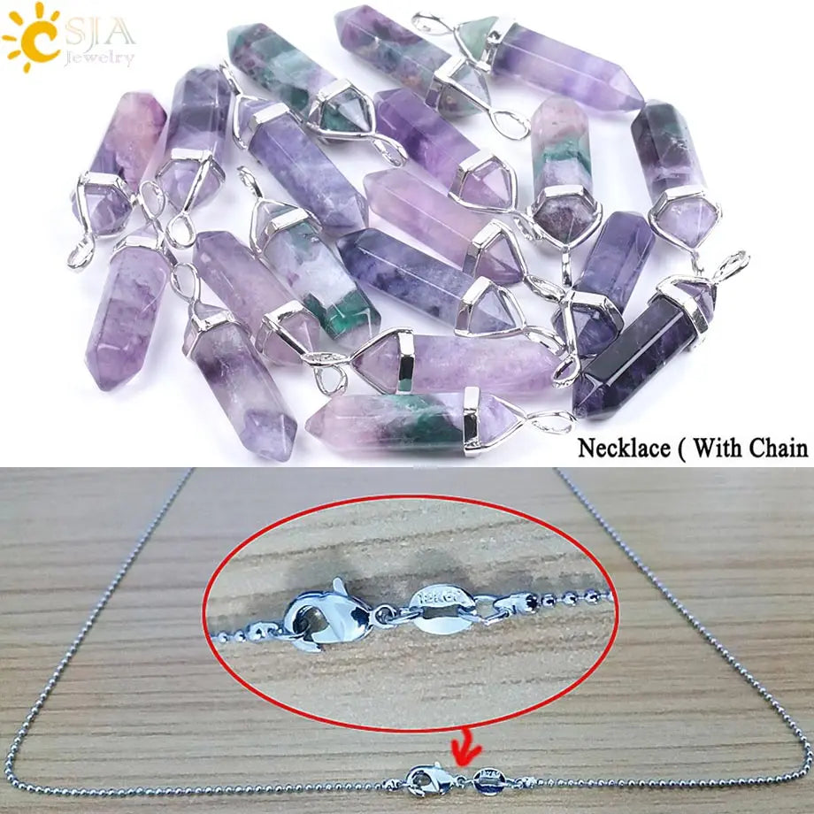 Natural Fluorite Crystal Hexagonal Necklace