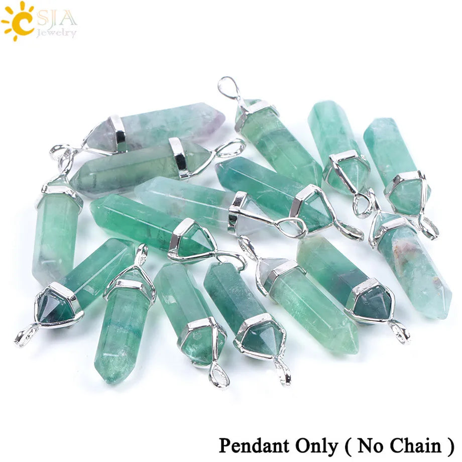 Natural Fluorite Crystal Hexagonal Necklace