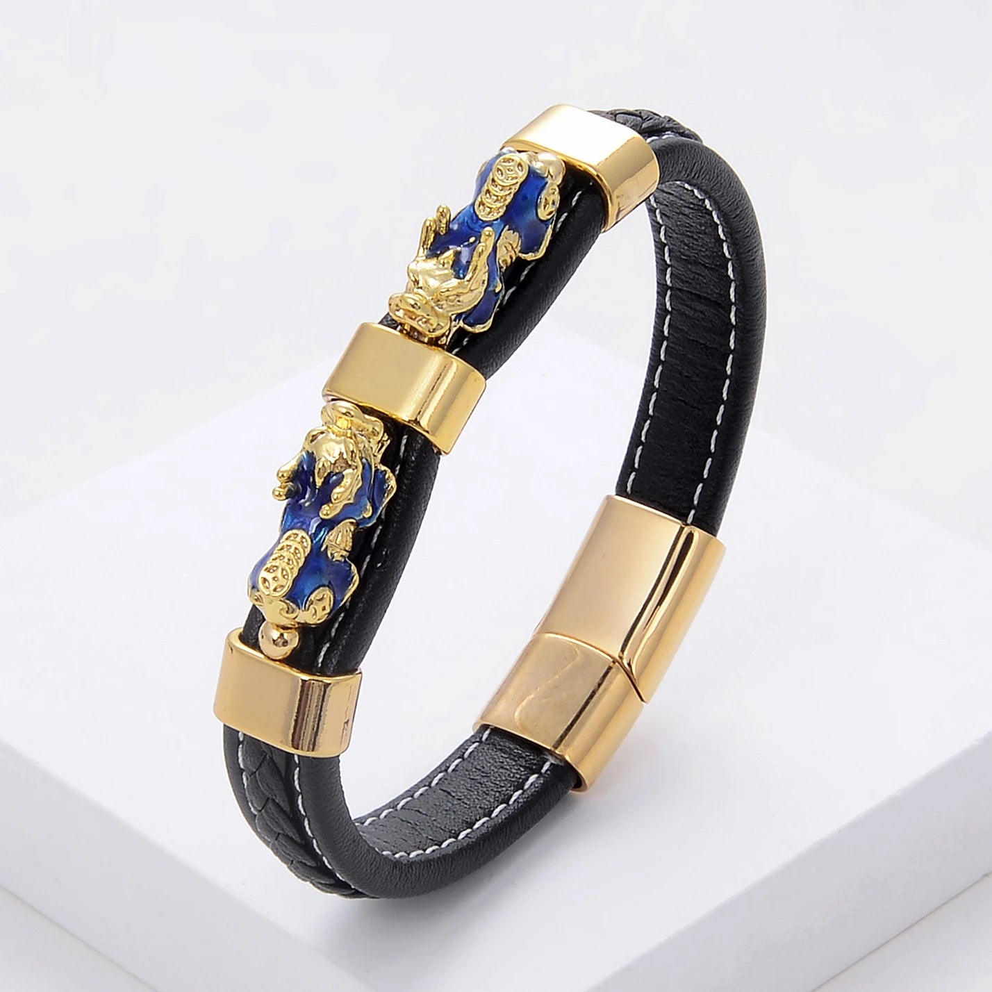 Colorful Feng Shui Pixiu Woven Leather Rope Bracelet