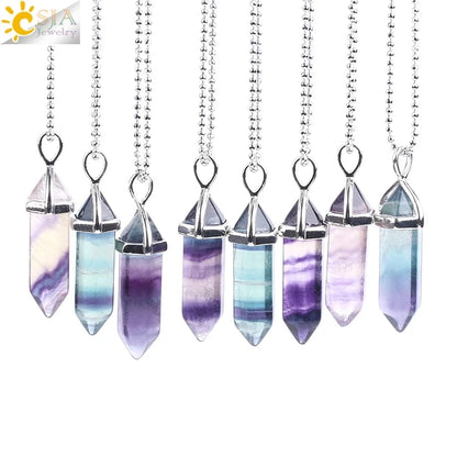 Natural Fluorite Crystal Hexagonal Necklace