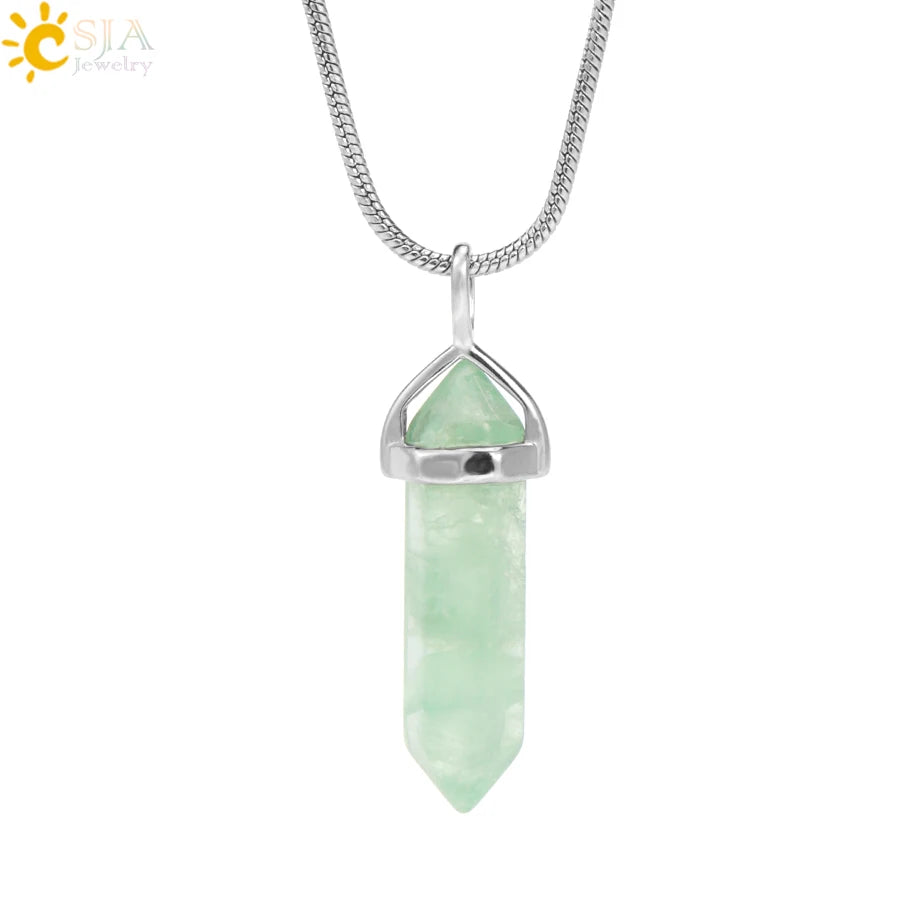Natural Fluorite Crystal Hexagonal Necklace