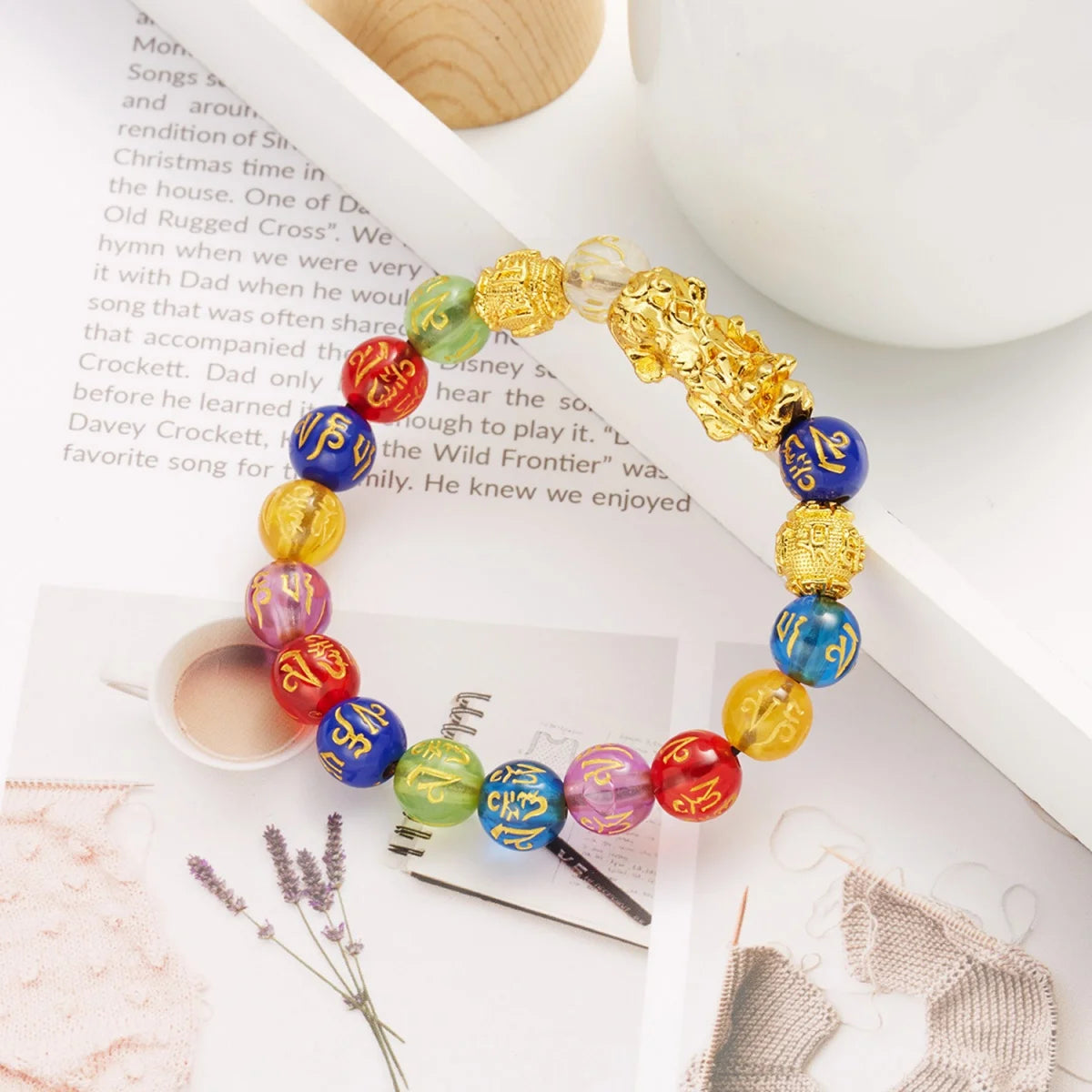 Gold-Color Pixiu Black Obsidian Feng Shui Wealth Bracelet