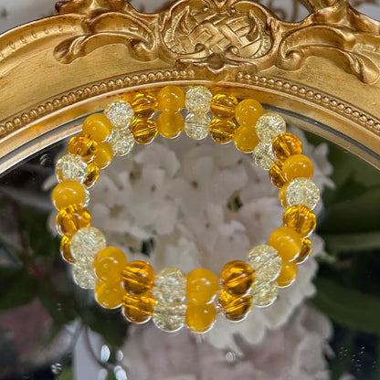 Handmade Natural Tiger's Eye and Yellow Agate Boho Bracelet