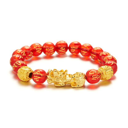 Gold-Color Pixiu Black Obsidian Feng Shui Wealth Bracelet