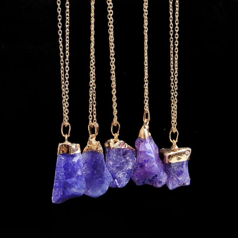 Irregular Amethyst and Citrine Gemstone Necklaces