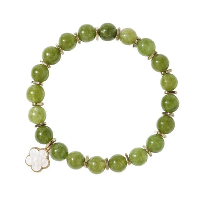 Natural Stone Olivine (Peridot) Petal Pendant Charm Bracelet