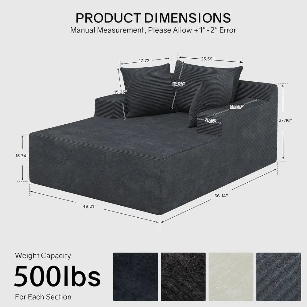 Oversized Plush Corduroy Chaise Lounge Chair