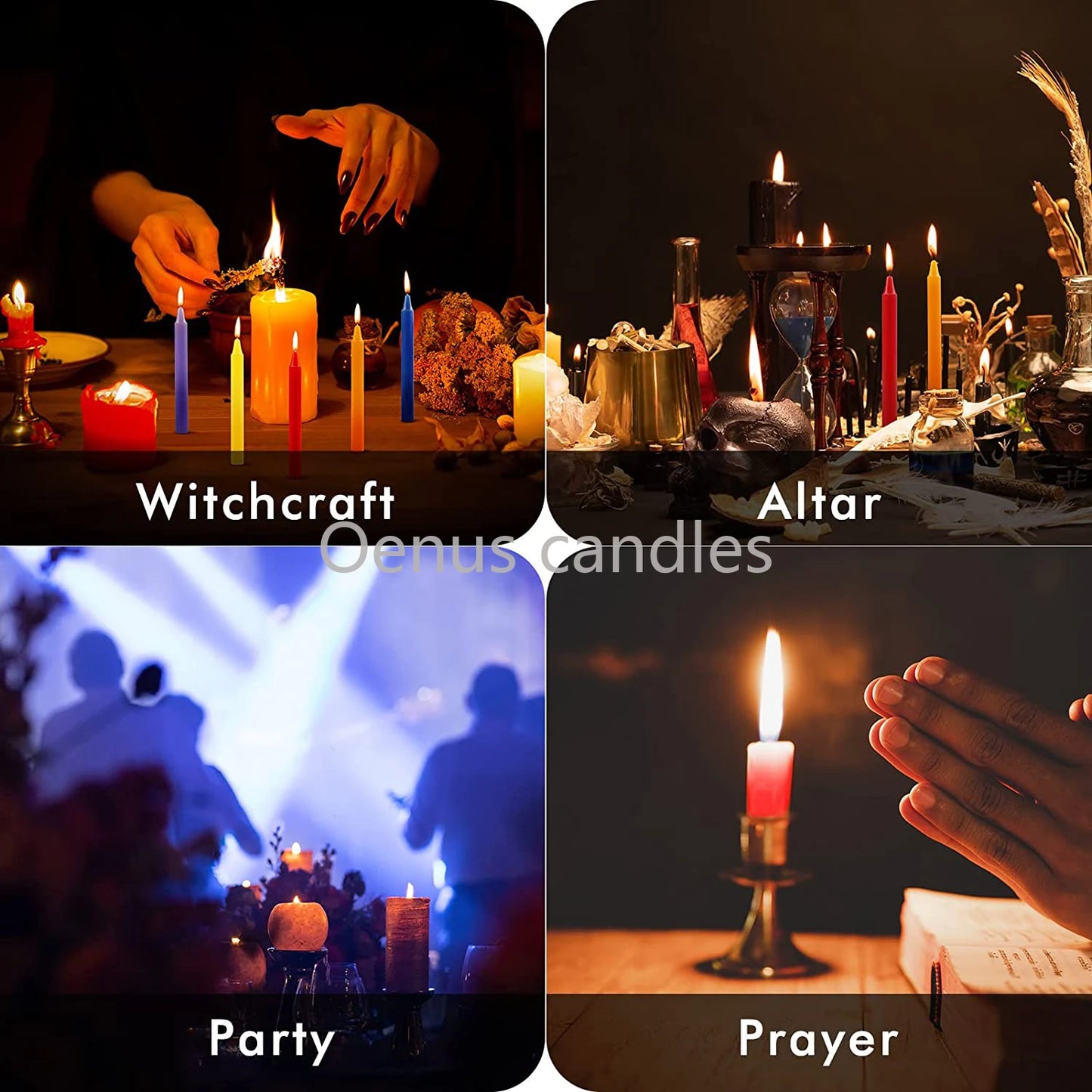 10-Piece Colored Witch Spell and Chime Candle Set