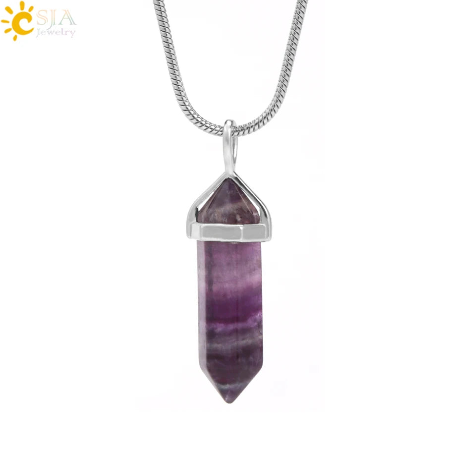 Natural Fluorite Crystal Hexagonal Necklace