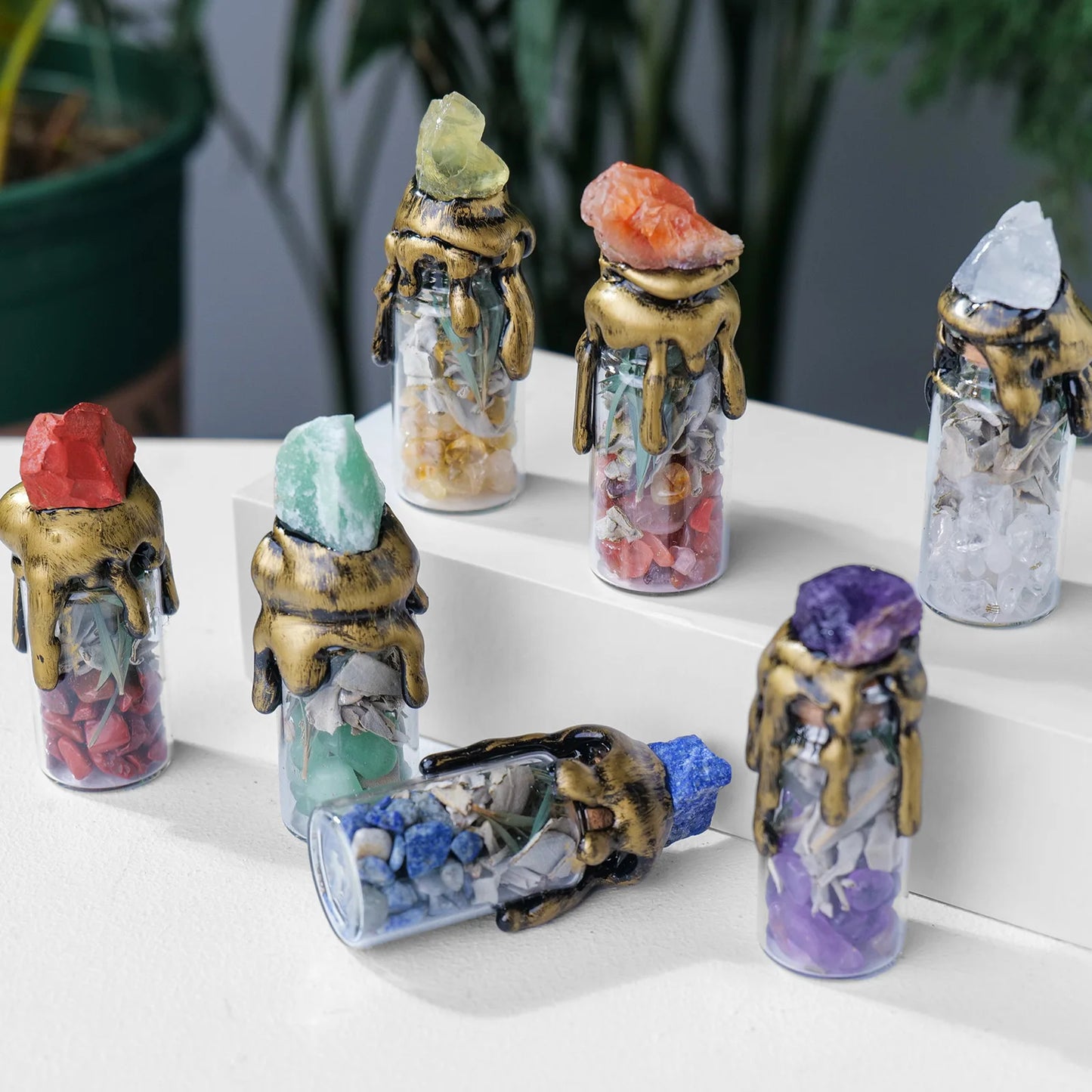 Natural Crystal Gemstone Wishing Bottle