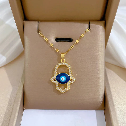 New Trendy Boho Evil Eye Stainless Steel Necklace Collection