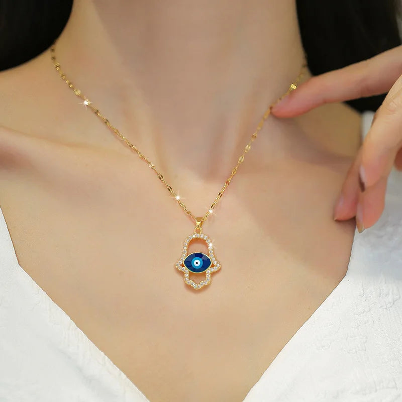 New Trendy Boho Evil Eye Stainless Steel Necklace Collection