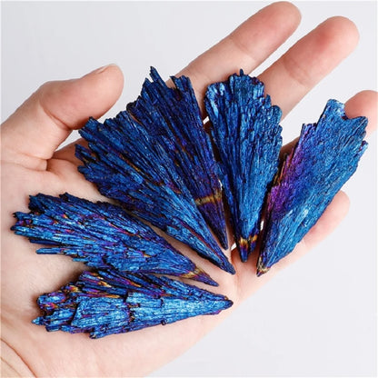 Natural Black Tourmaline Peacock Feather Electroplated Crystal