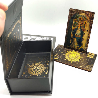 Luxe Finish Divinative Gold Foil Tarot Deck with Wooden Card Stand