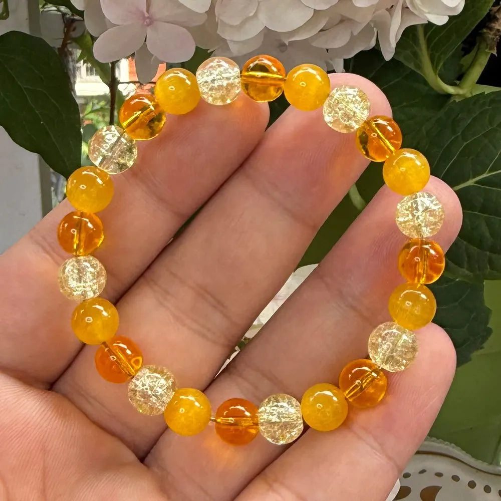 Handmade Natural Tiger's Eye and Yellow Agate Boho Bracelet