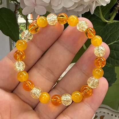 Handmade Natural Tiger's Eye and Yellow Agate Boho Bracelet
