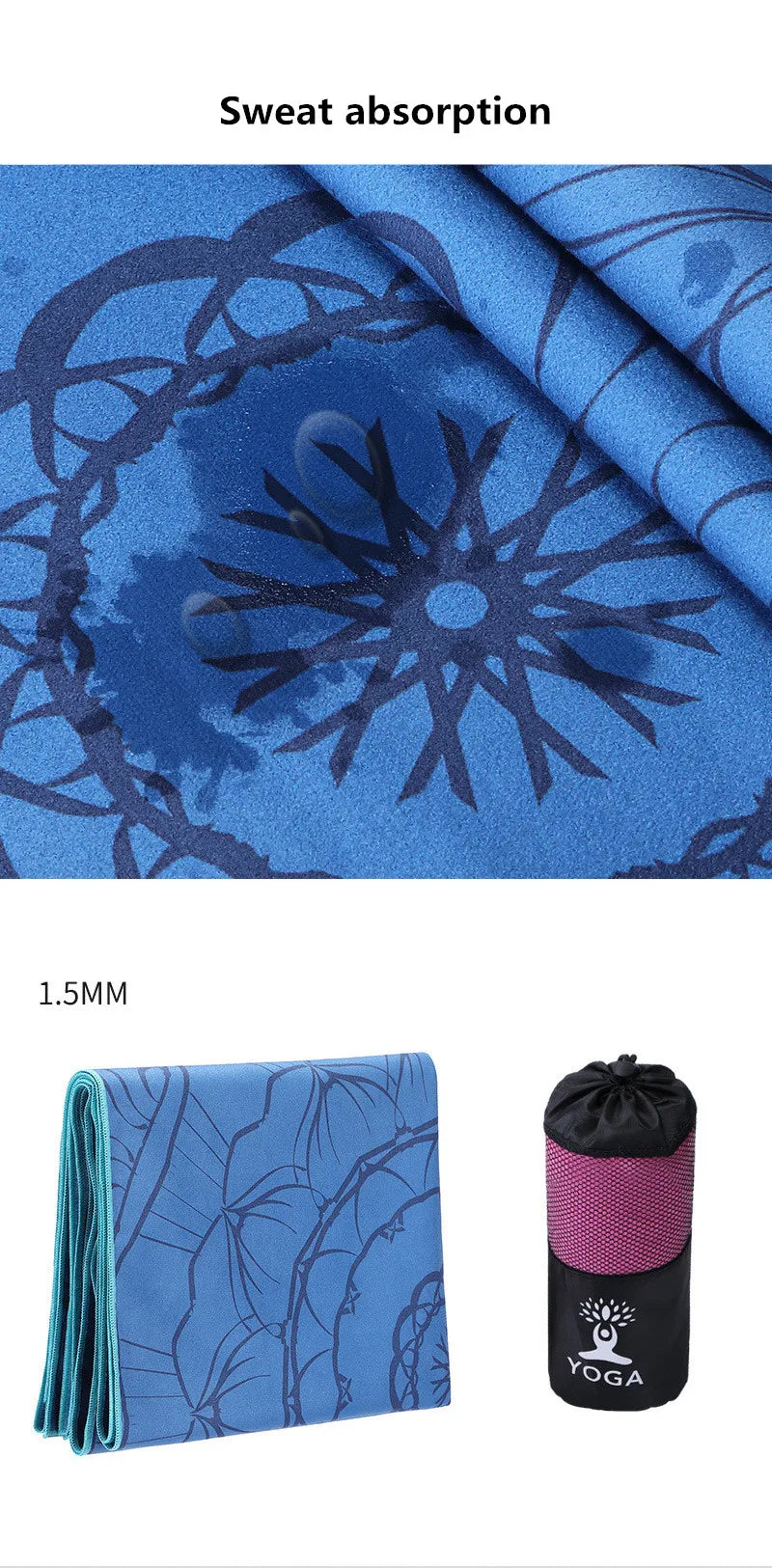 Printed Hot Yoga Mat Towel (185 x 63 cm)