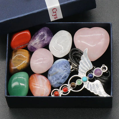 7 Chakras Reiki Stones Mineral Collection with Pendant Necklace