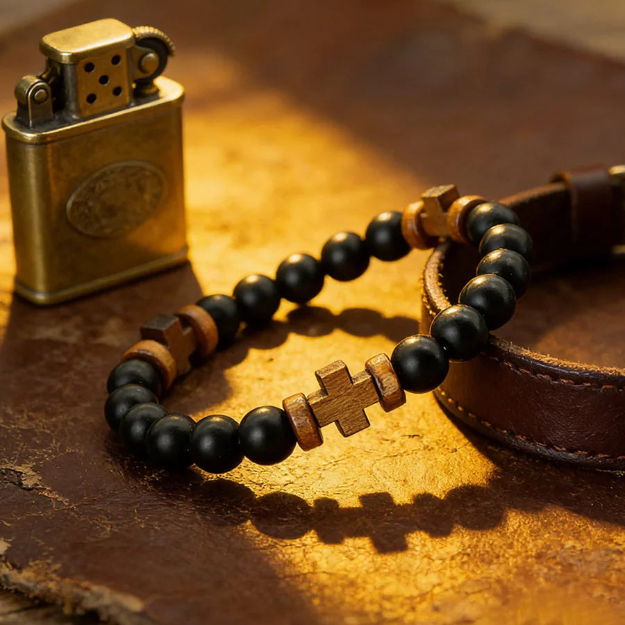 Natural Stone Prayer Rosary-Style Faith Bracelet